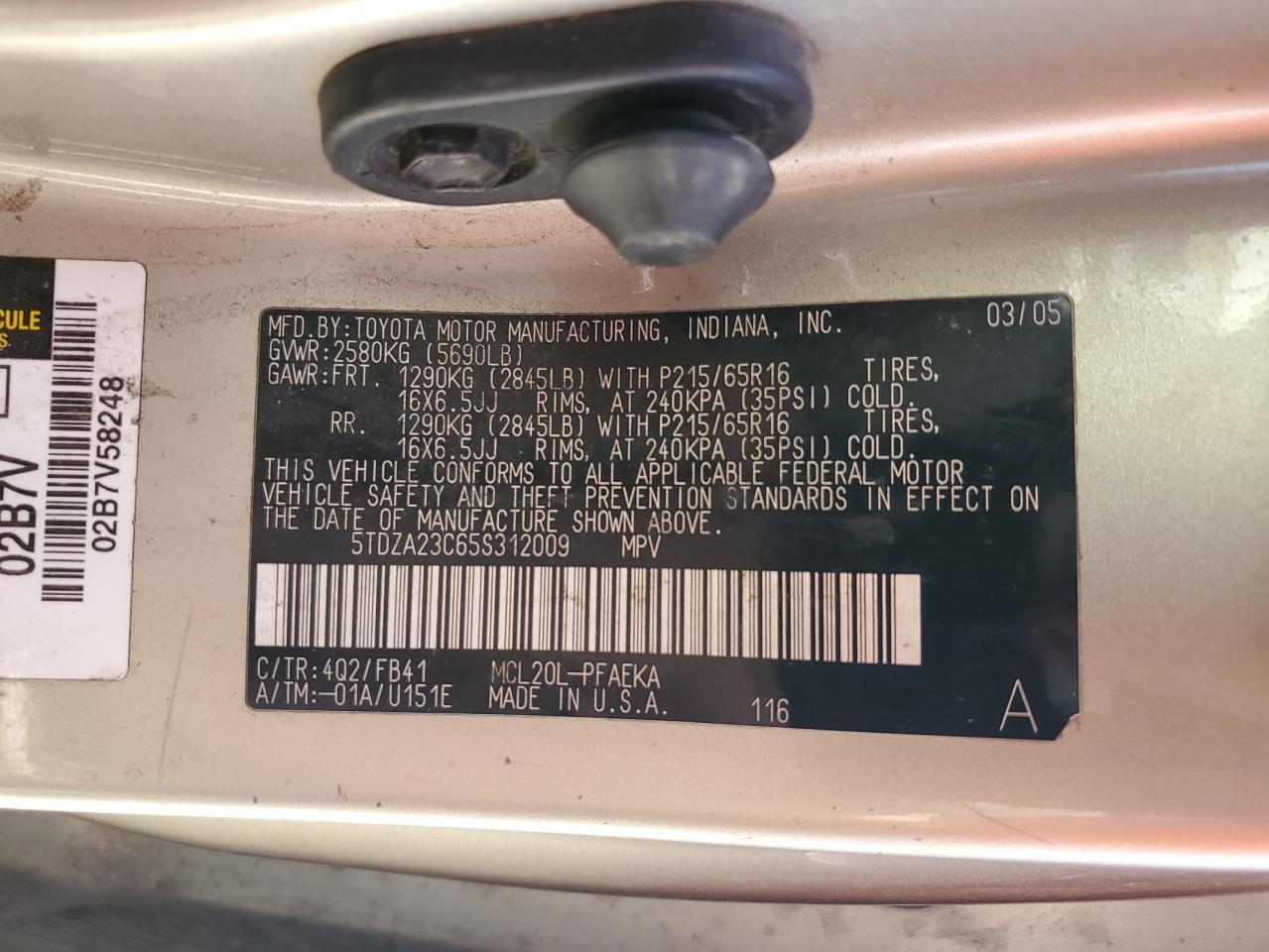 2005 TOYOTA SIENNA