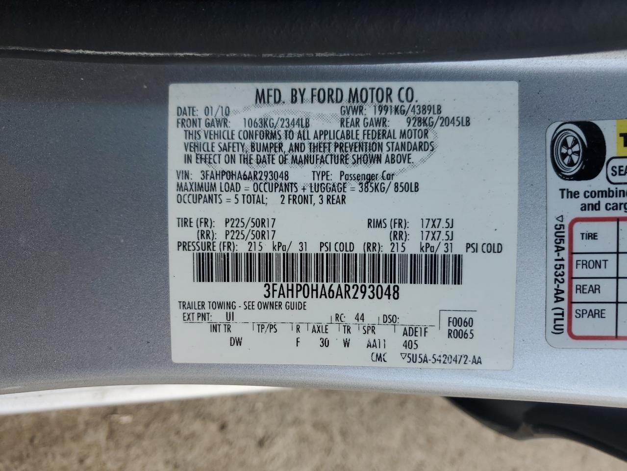 2010 FORD FUSION