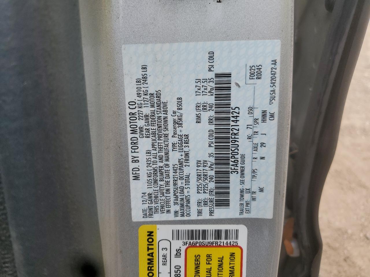 2015 FORD FUSION