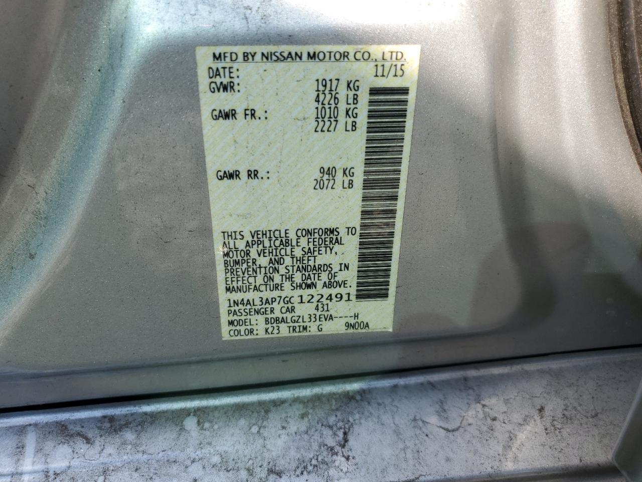 2016 NISSAN ALTIMA