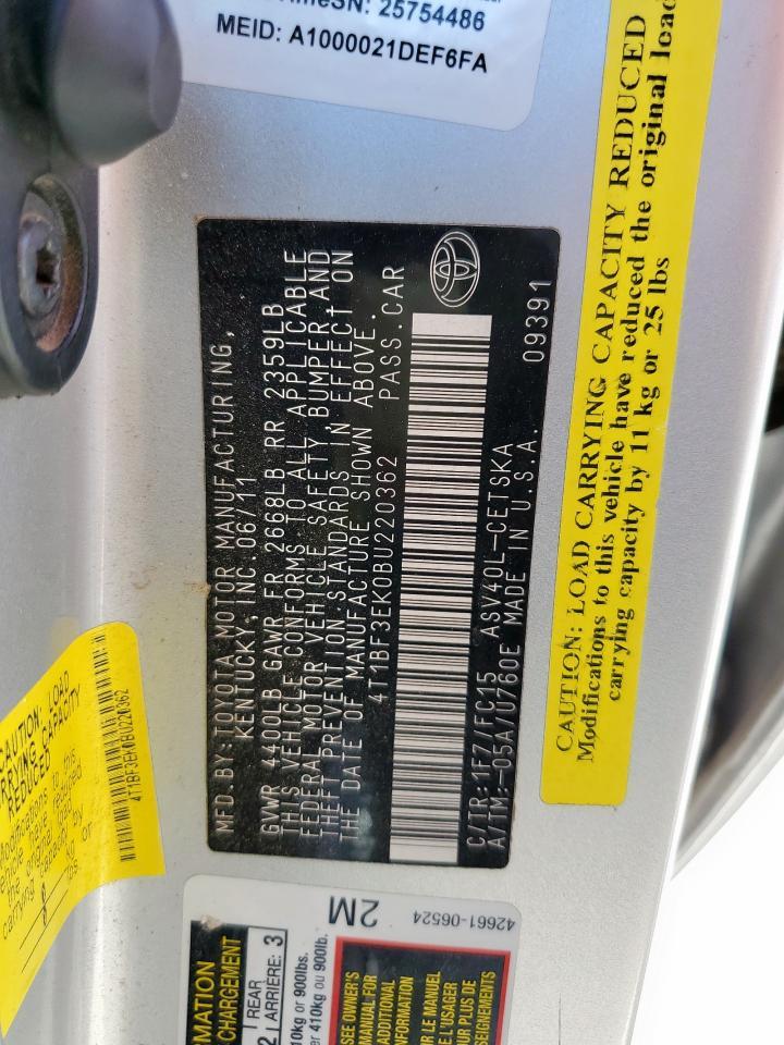 2011 TOYOTA CAMRY