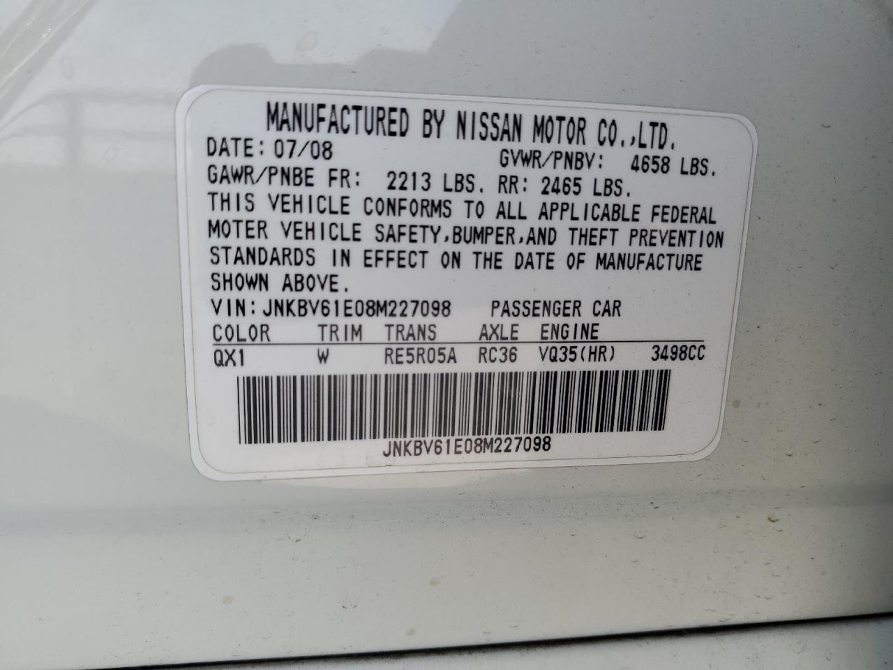 2008 INFINITI G35