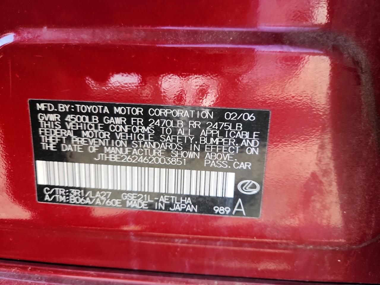 2006 LEXUS IS 350
