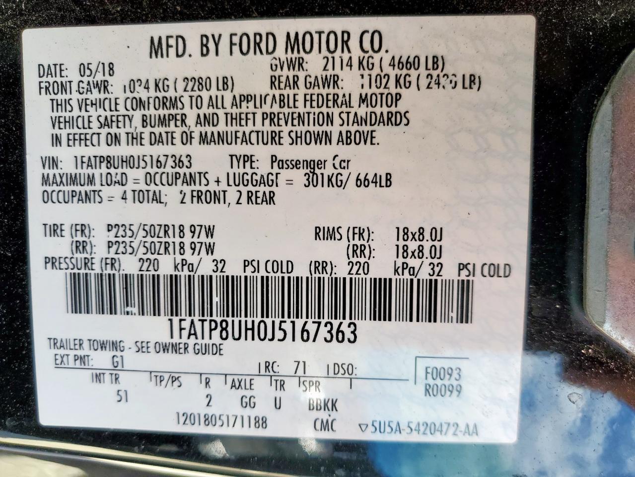2018 FORD MUSTANG
