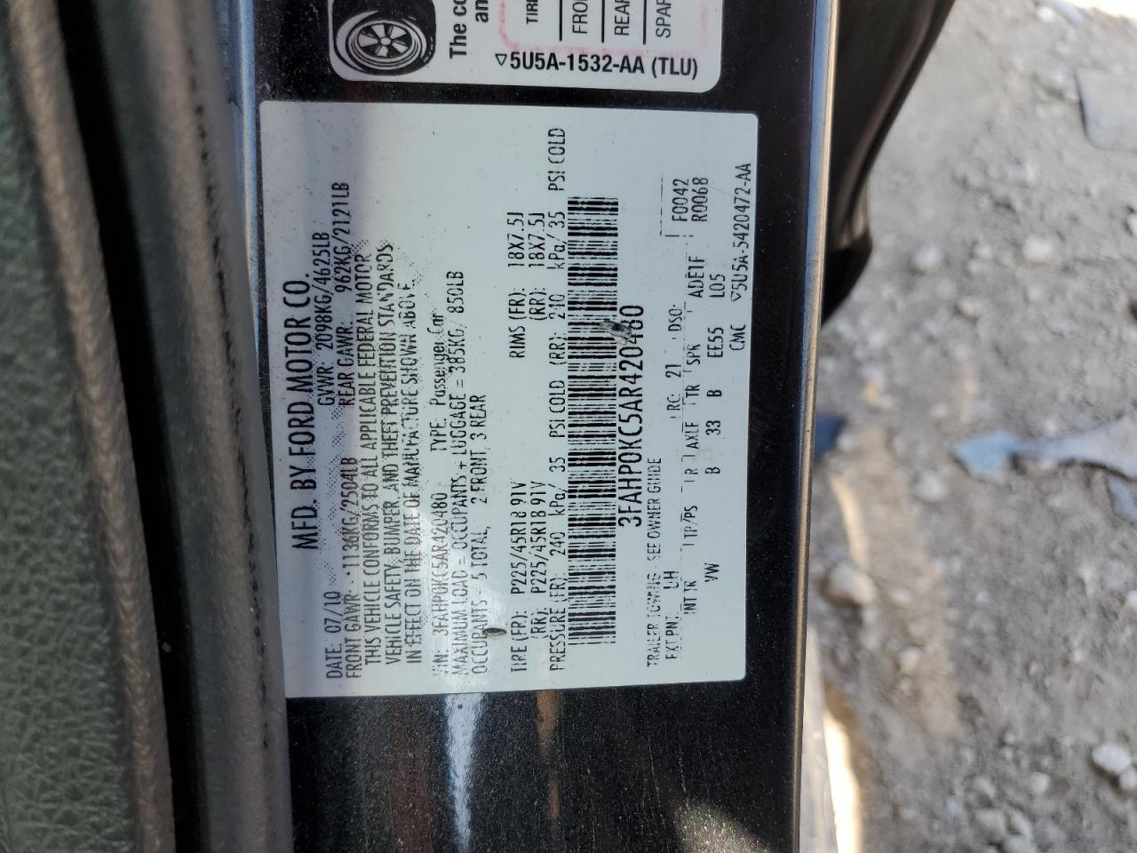 2010 FORD FUSION