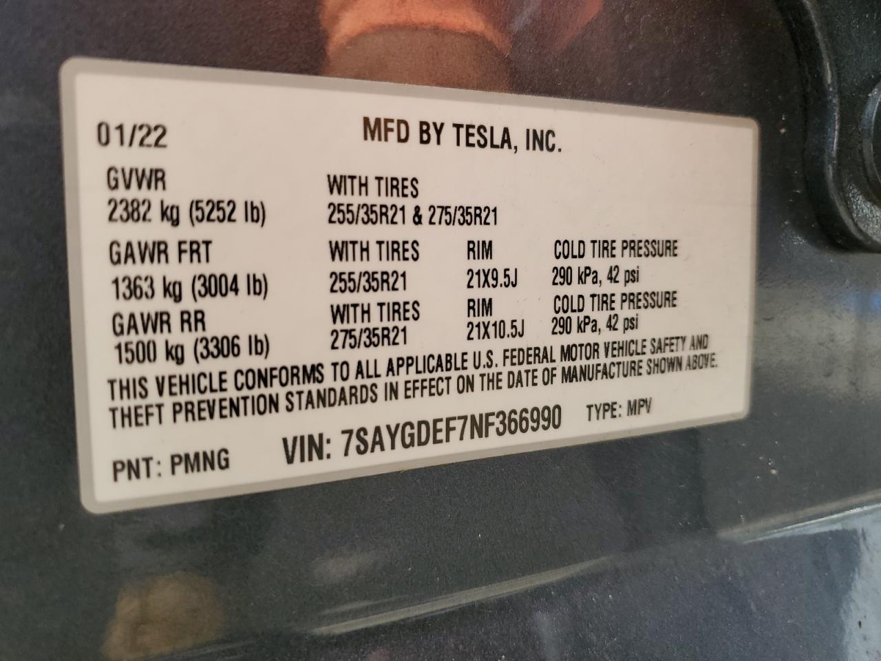 2022 TESLA MODEL Y