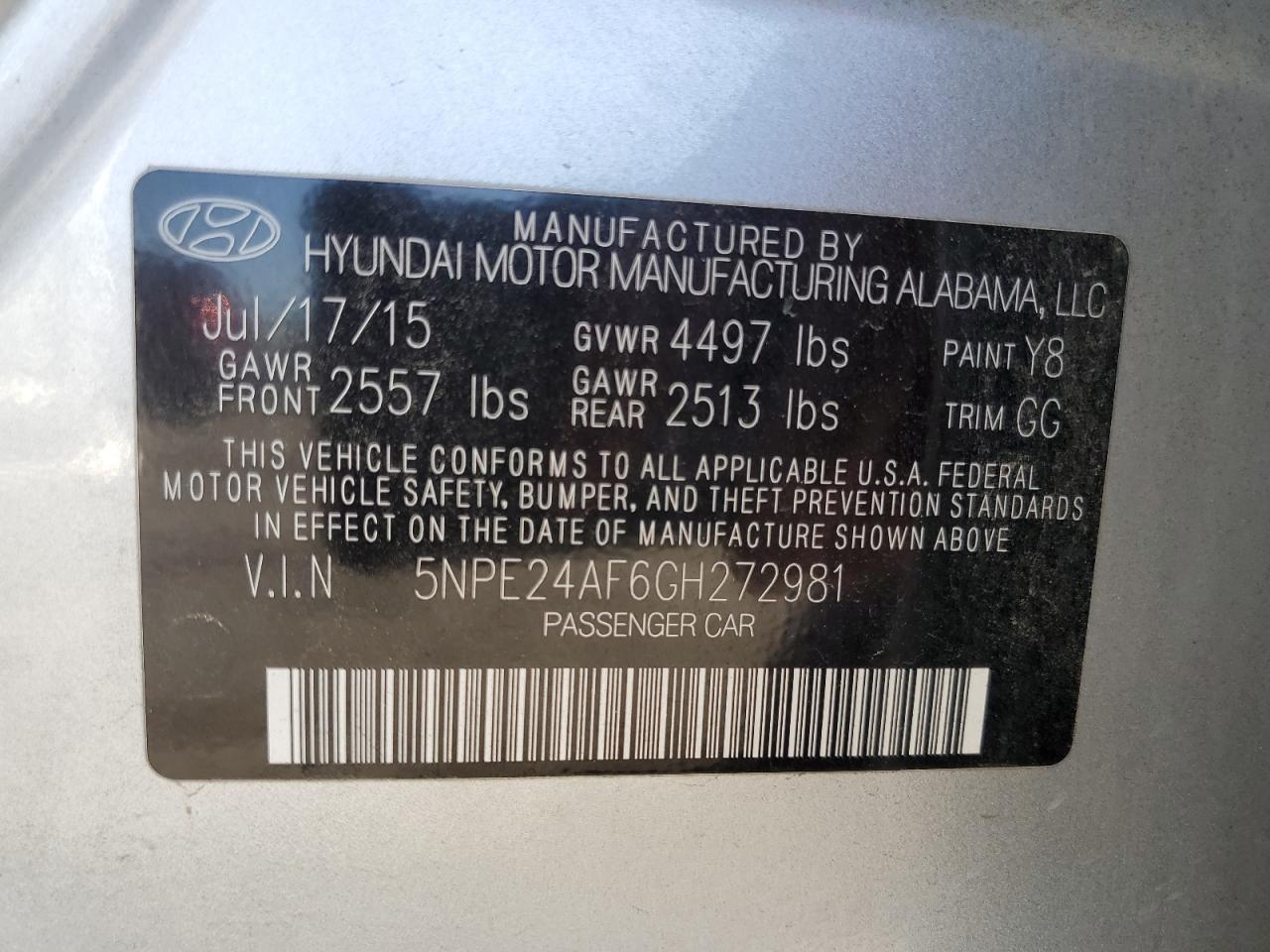 2016 HYUNDAI SONATA