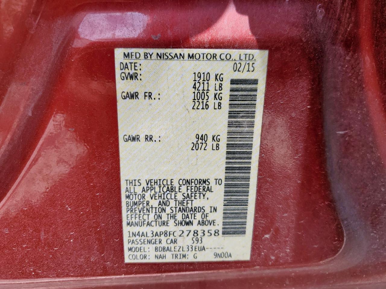 2015 NISSAN ALTIMA