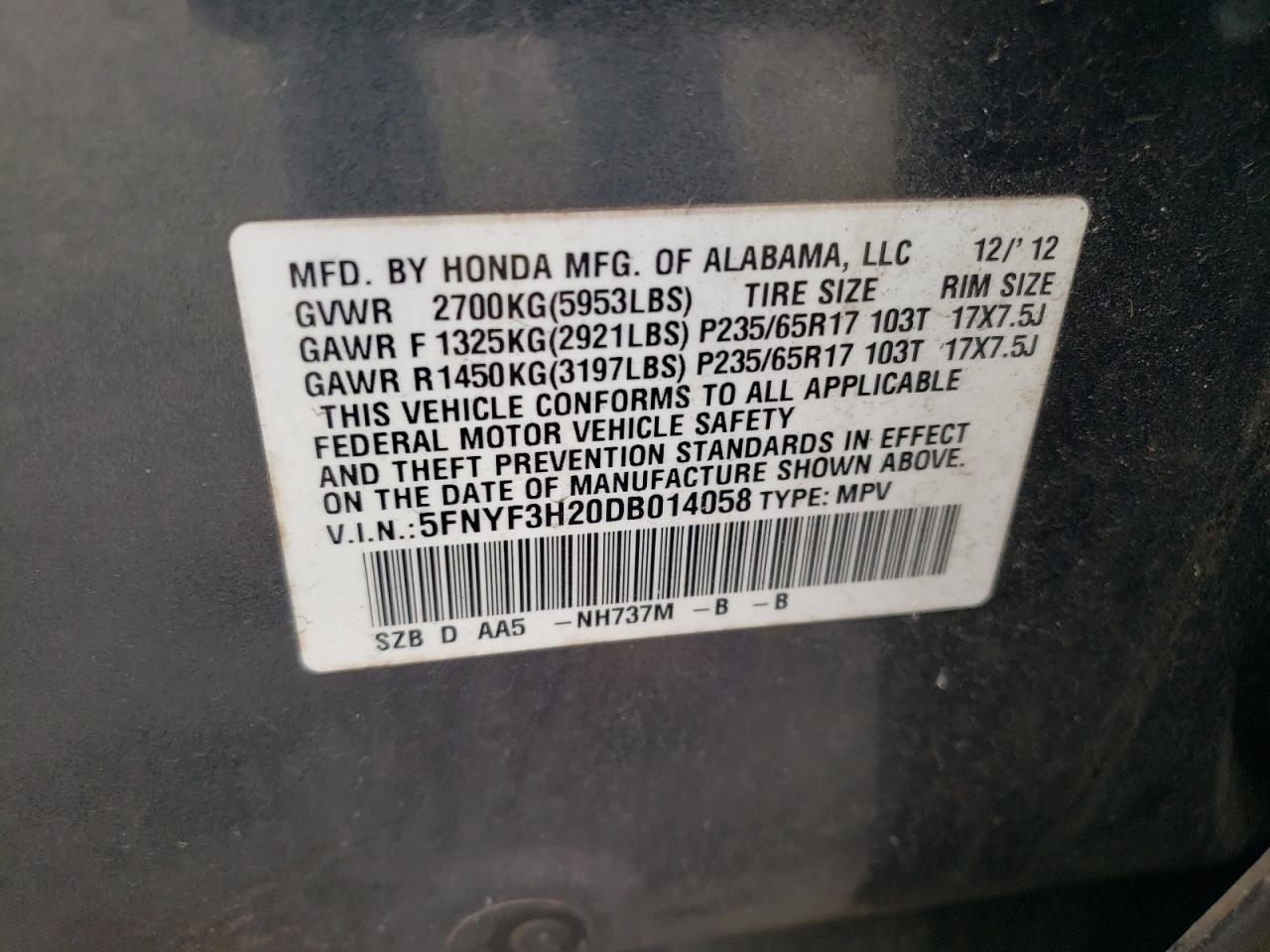 2013 HONDA PILOT