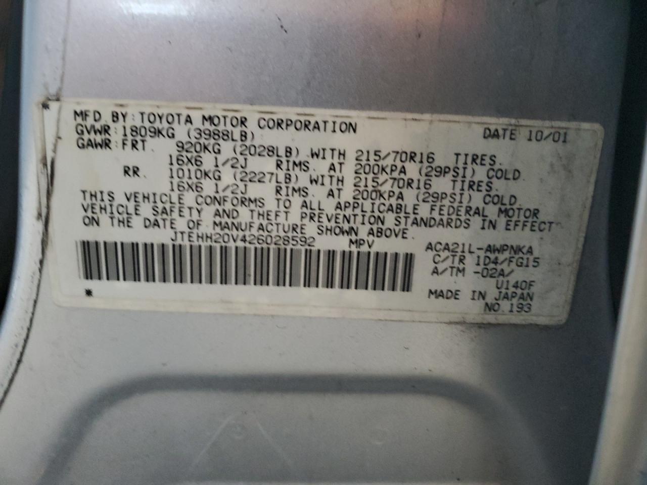 2002 TOYOTA RAV4