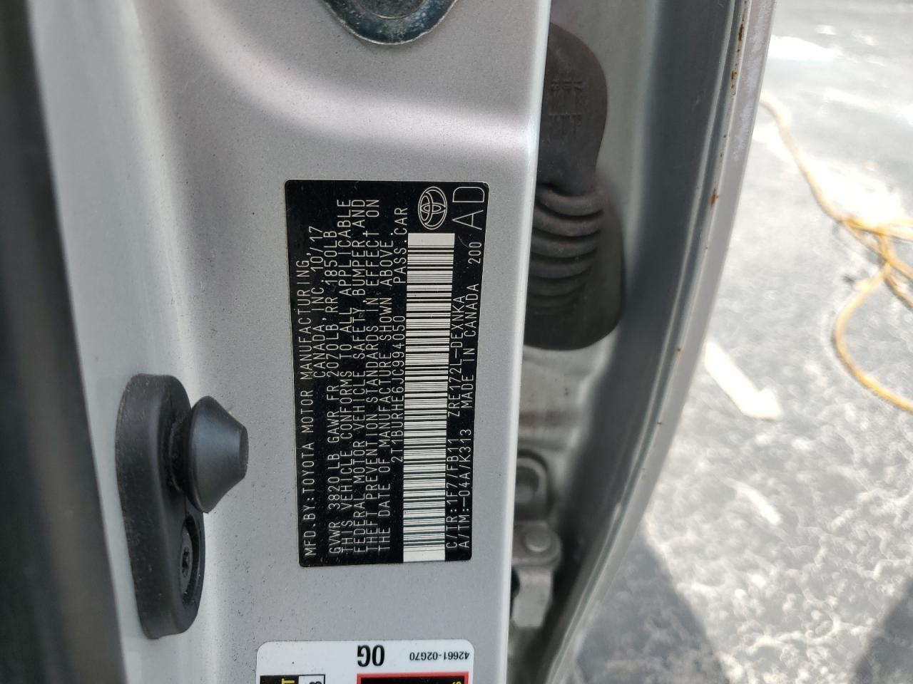2018 TOYOTA COROLLA
