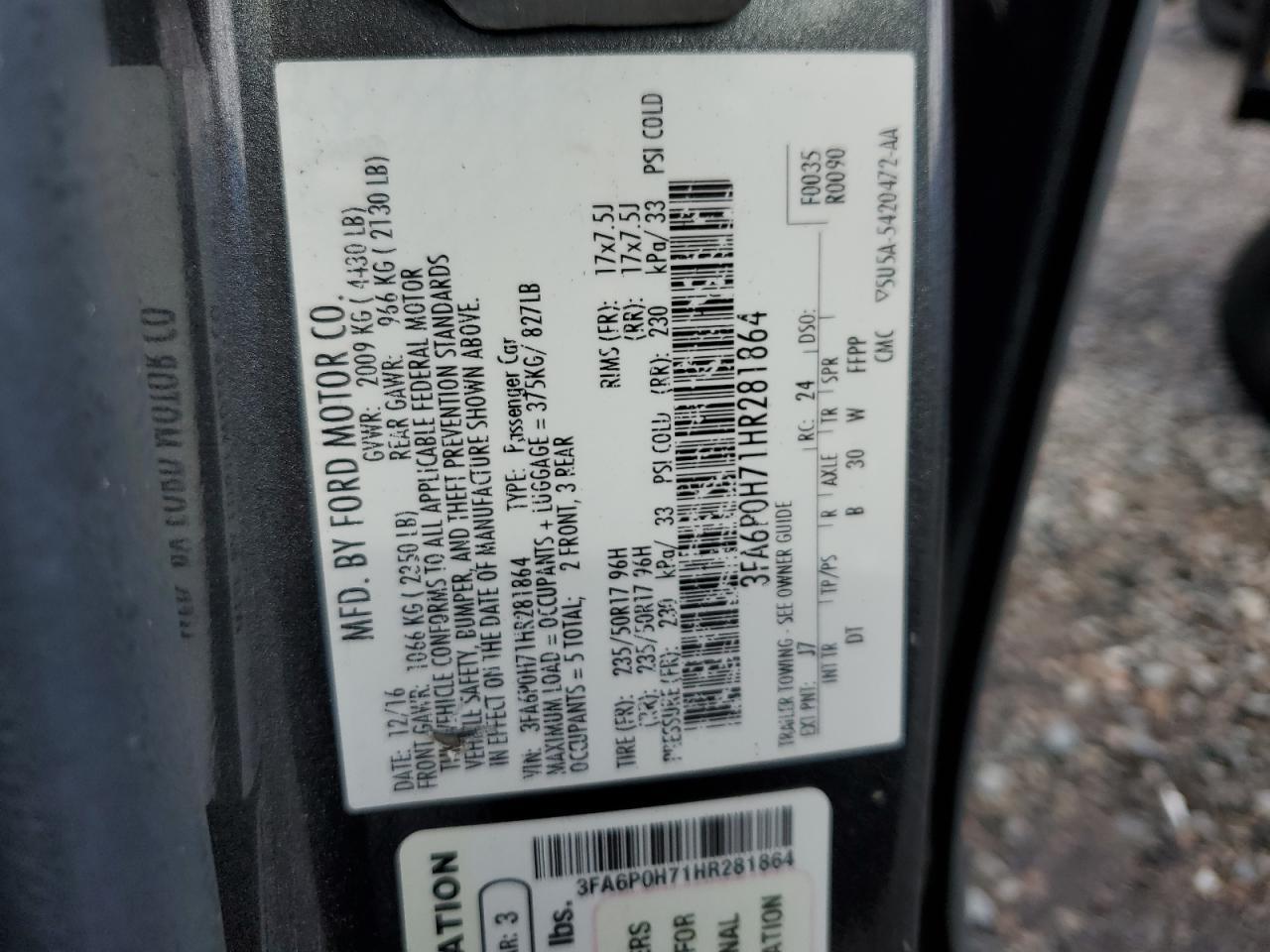 2017 FORD FUSION