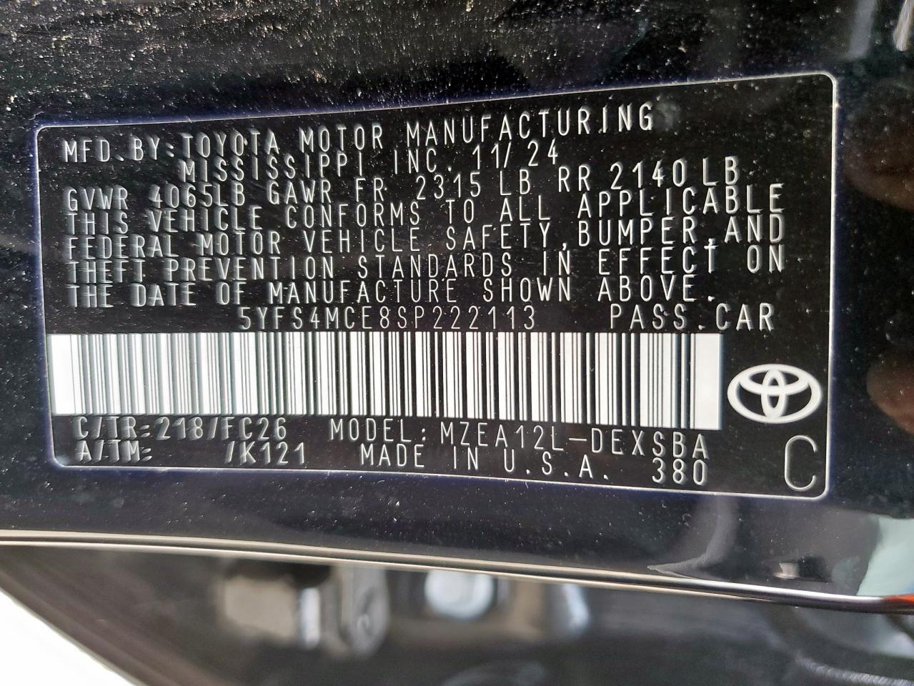 2025 TOYOTA COROLLA