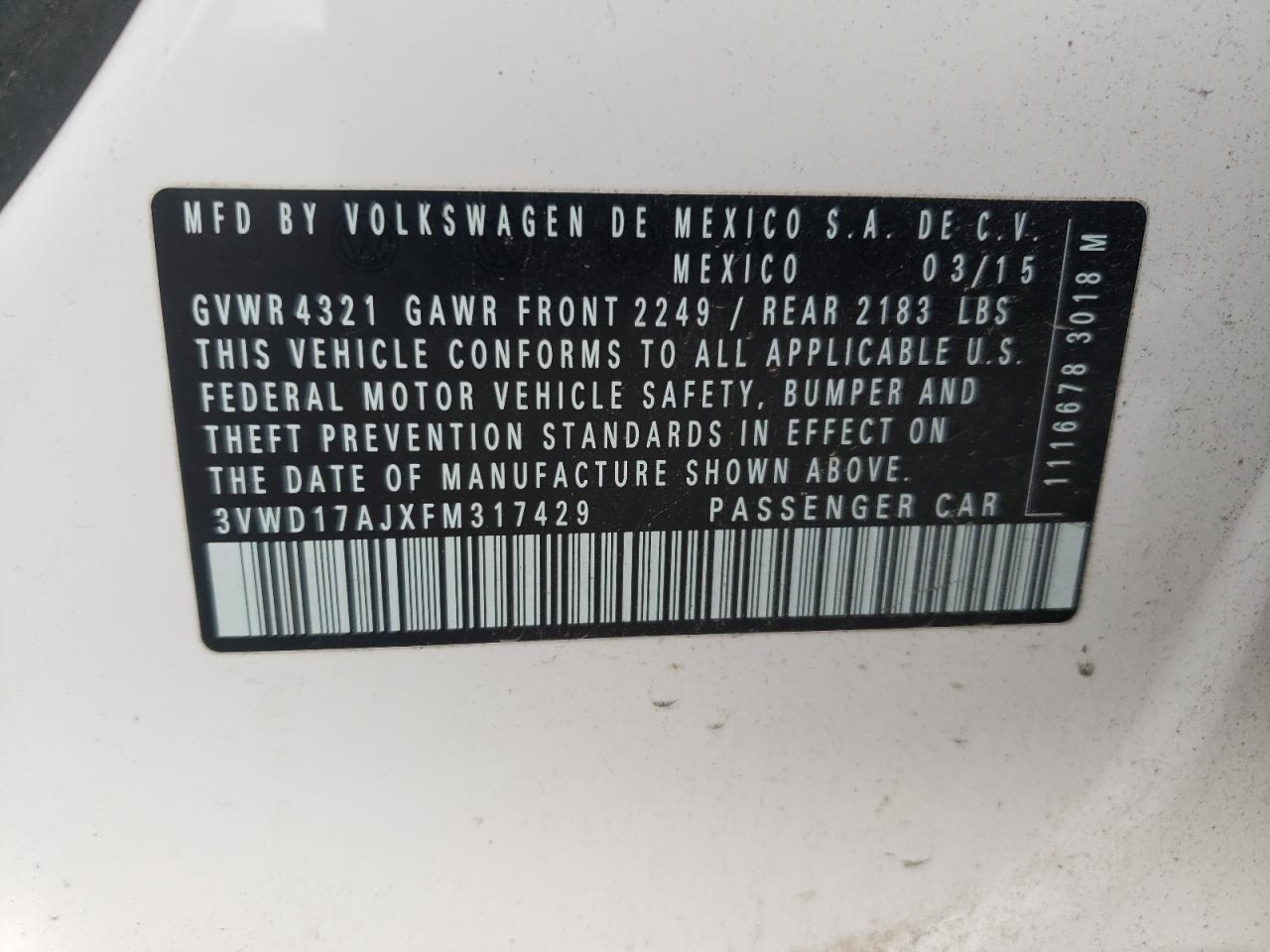 2015 VOLKSWAGEN JETTA