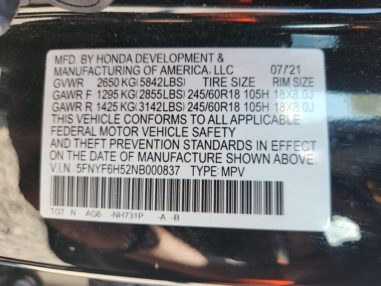 2022 HONDA PILOT