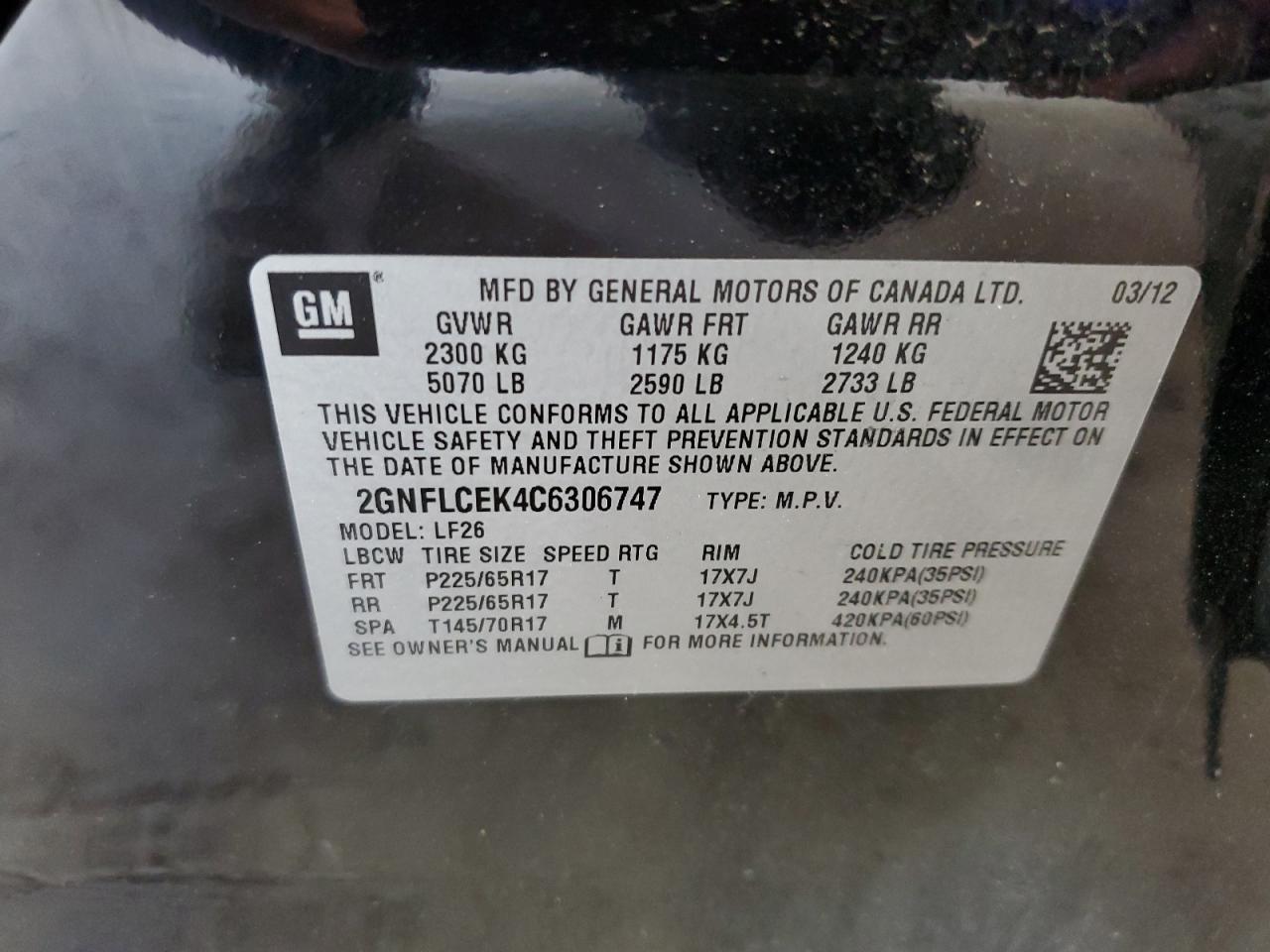 2012 CHEVROLET EQUINOX
