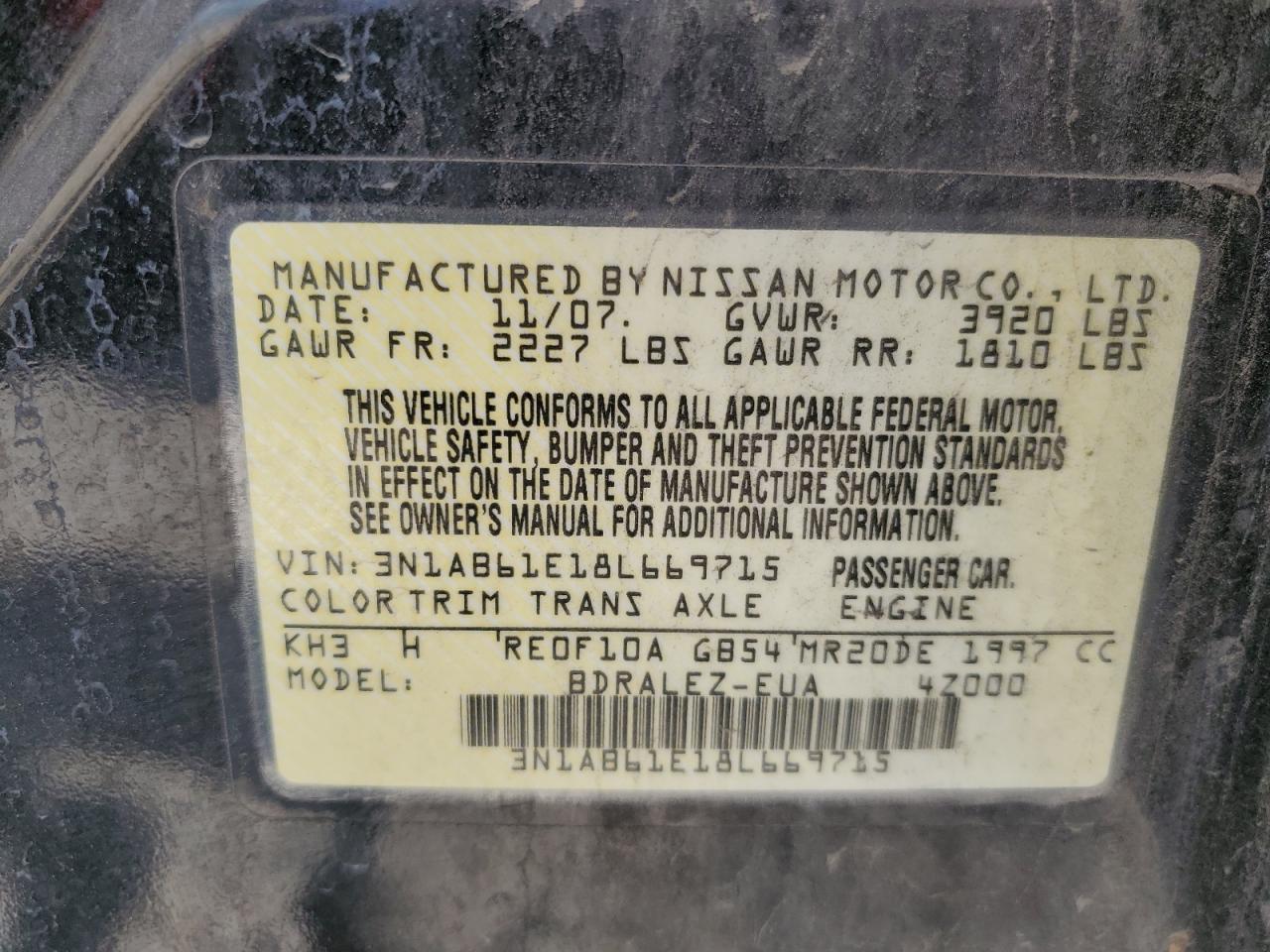 2008 NISSAN SENTRA