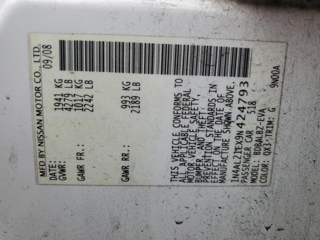 2009 NISSAN ALTIMA