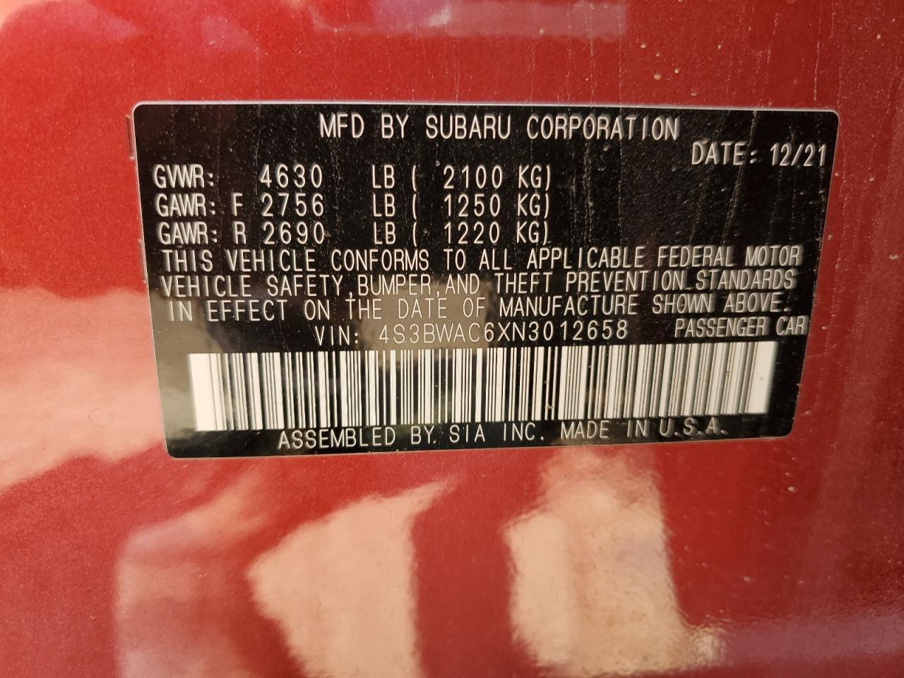 2022 SUBARU Legacy