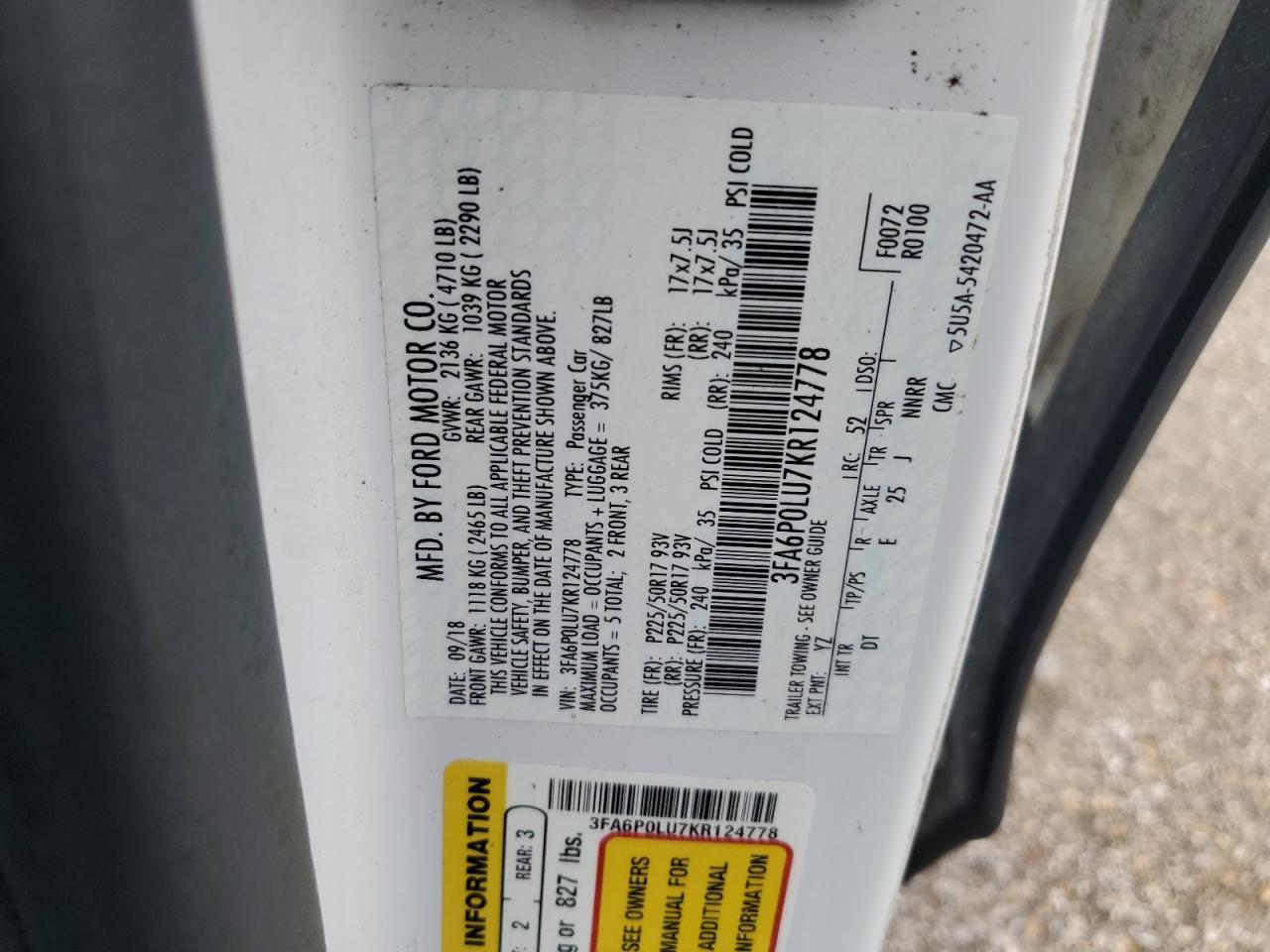 2019 FORD FUSION