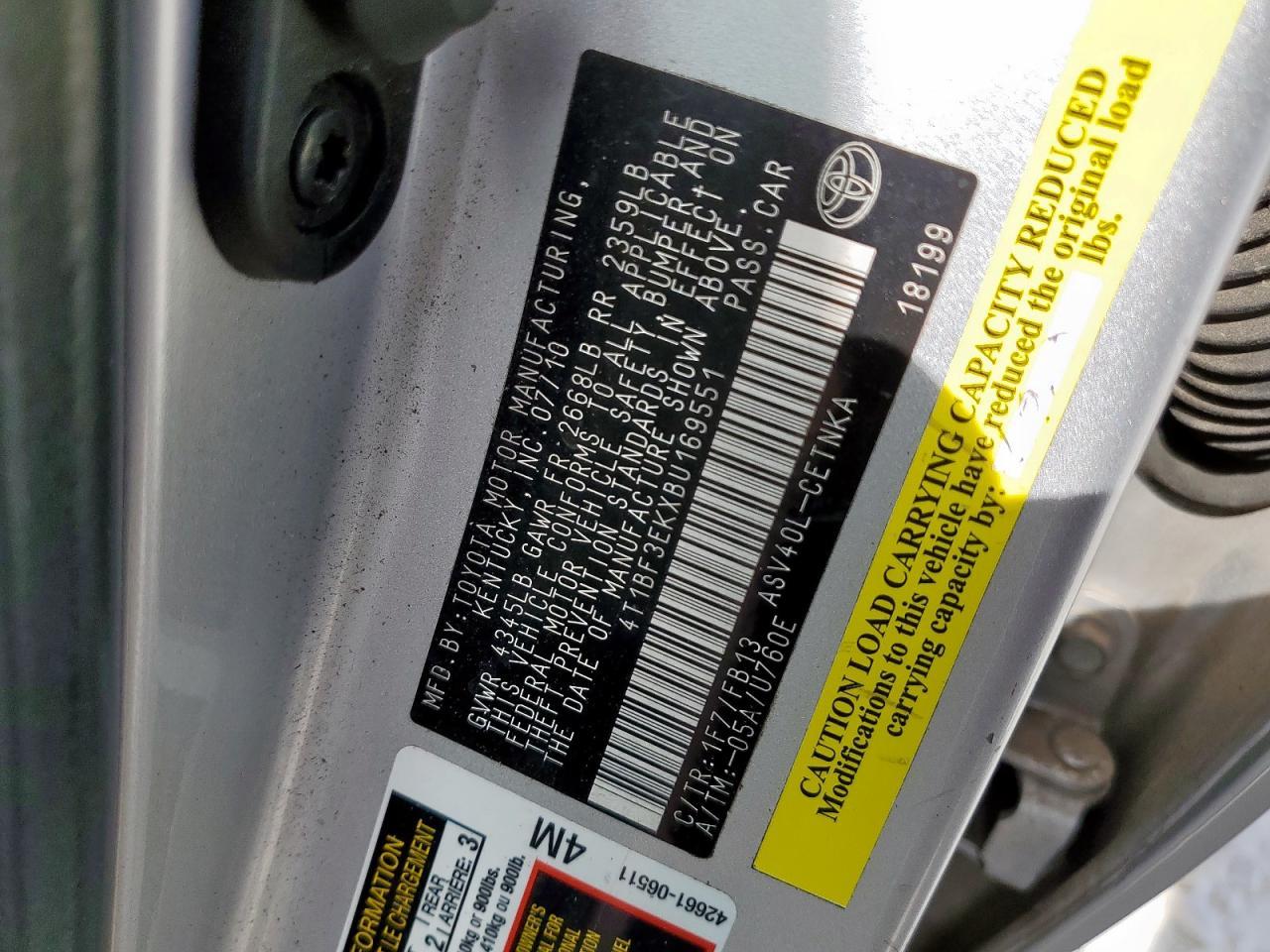 2011 TOYOTA CAMRY
