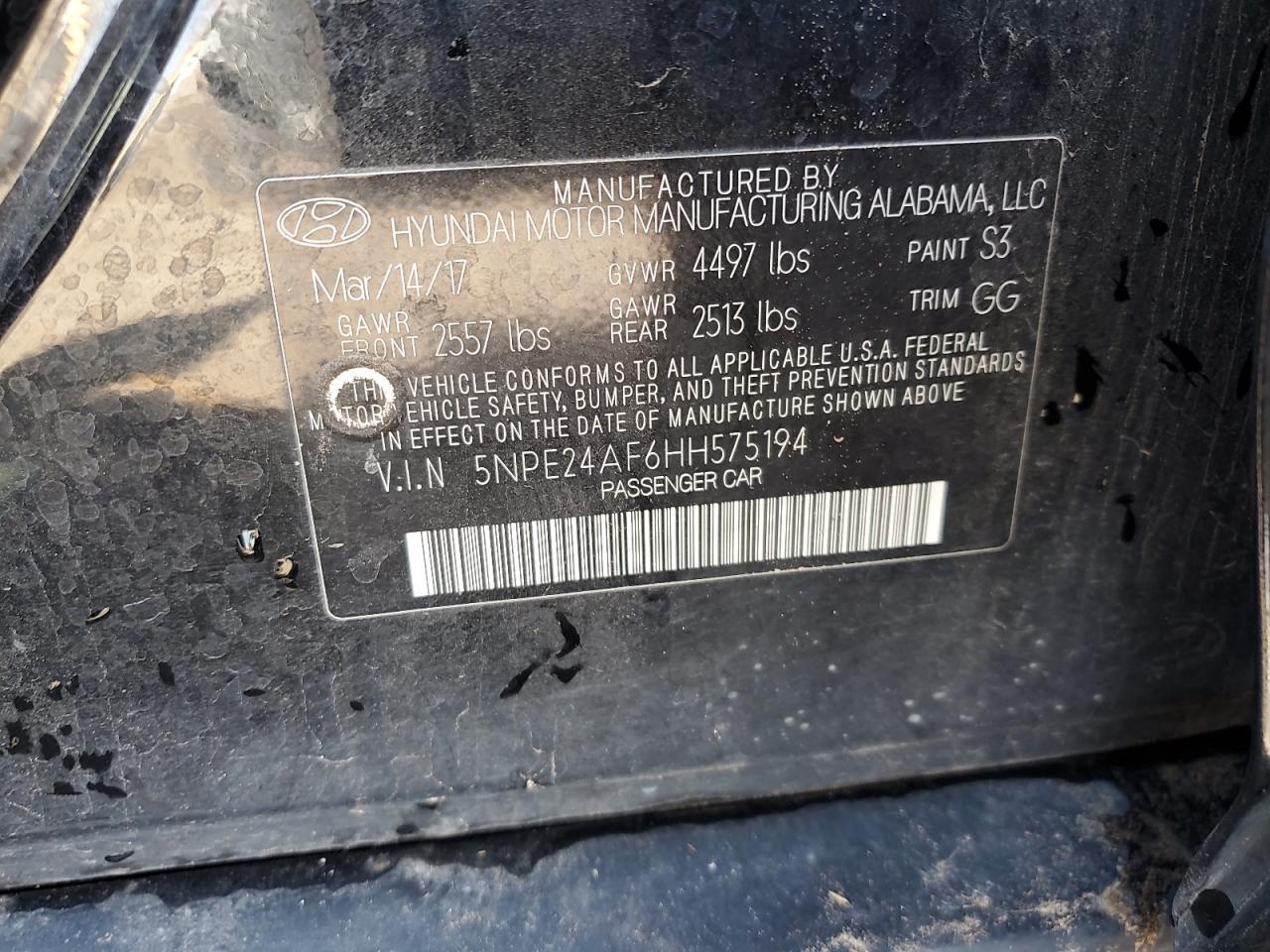 2017 HYUNDAI SONATA