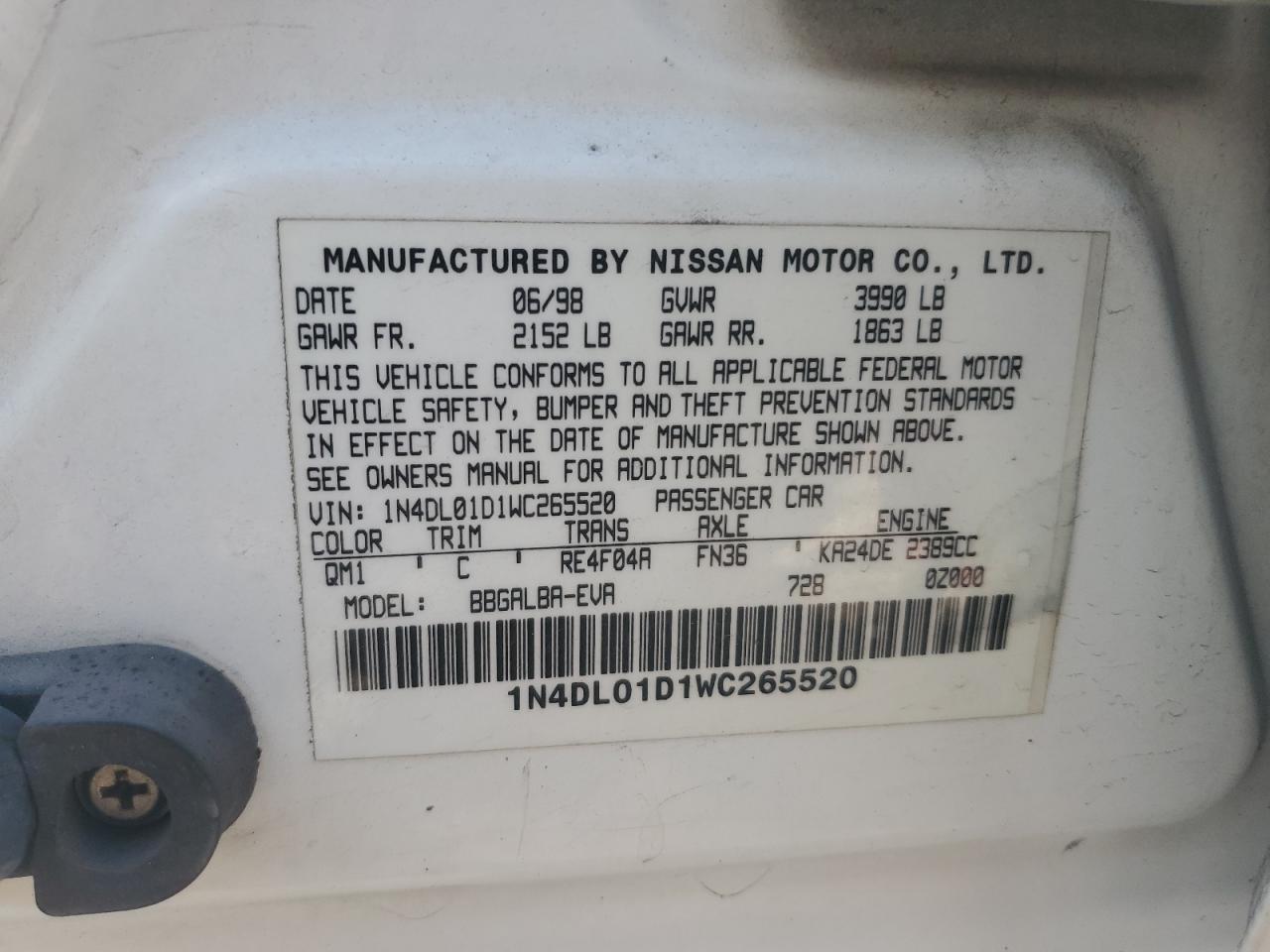 1998 NISSAN ALTIMA
