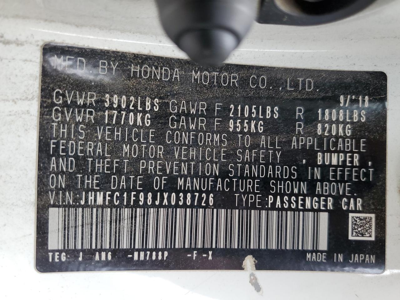 2018 HONDA CIVIC