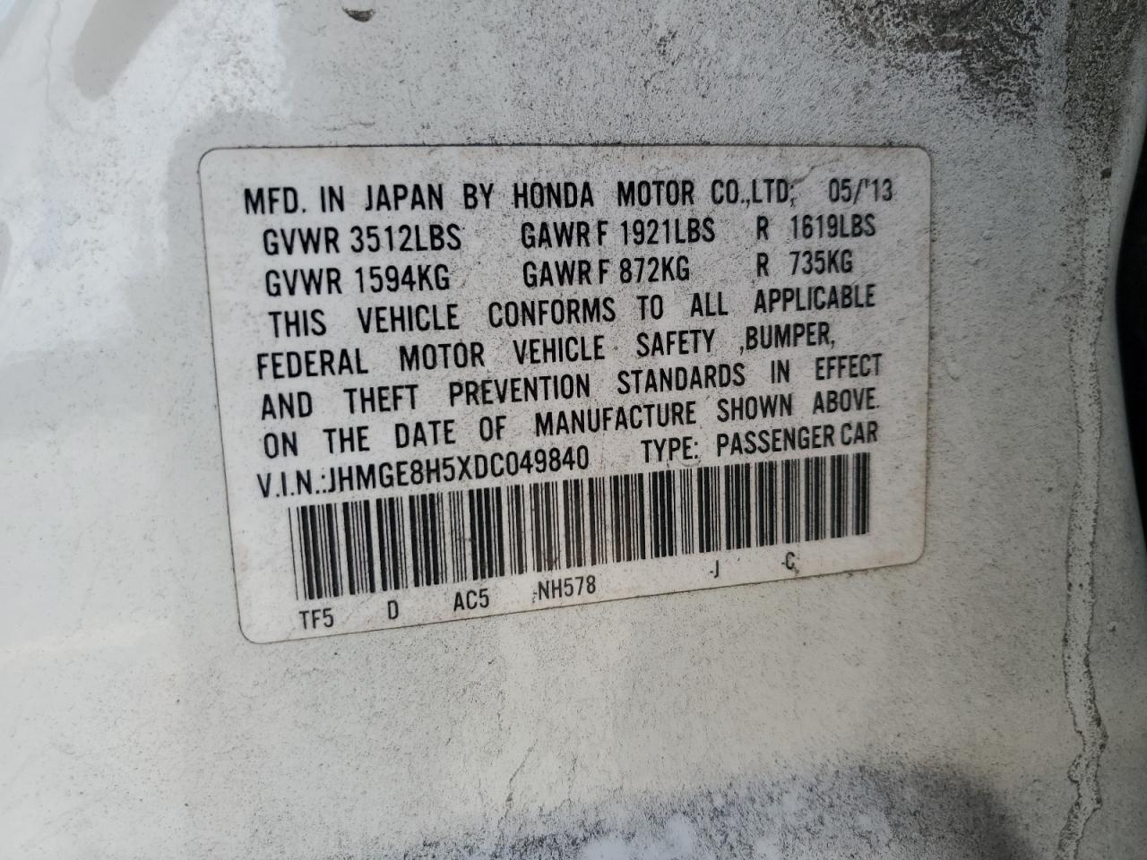 2013 HONDA FIT