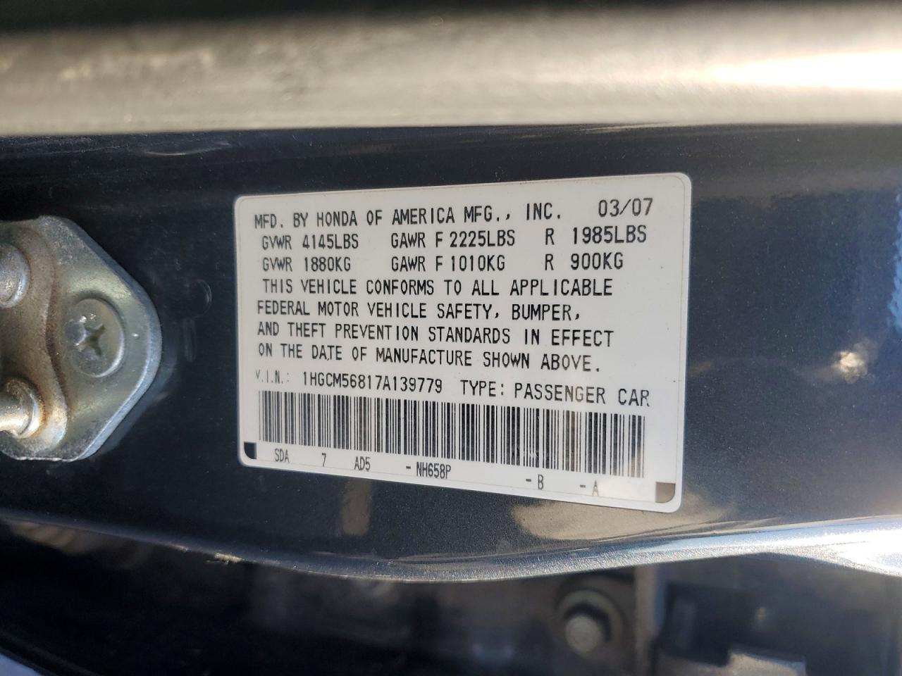 2007 HONDA ACCORD