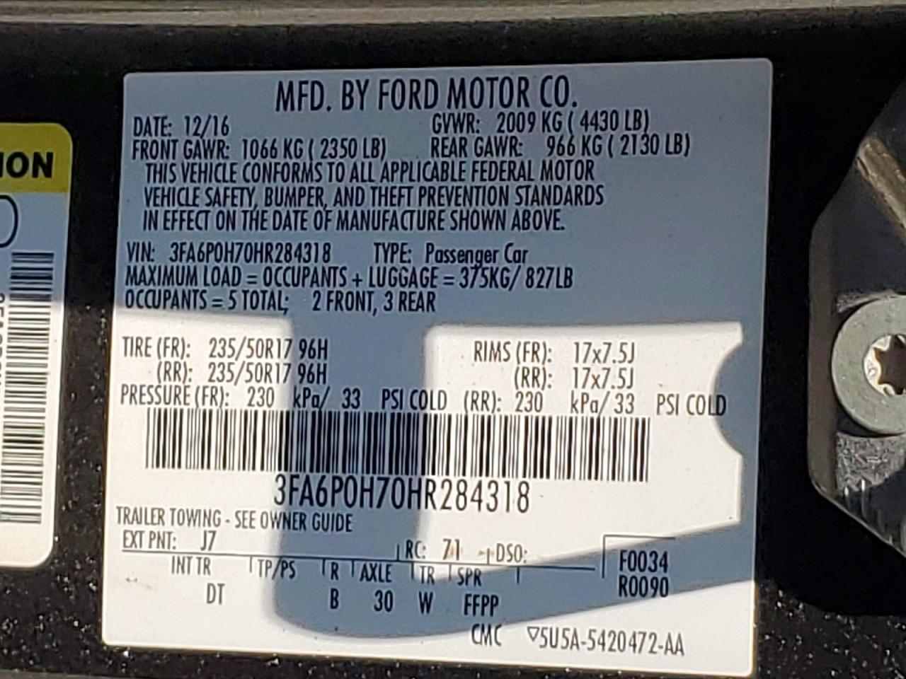 2017 FORD FUSION