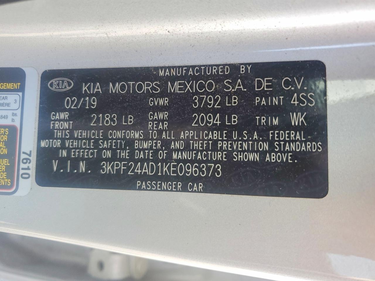 2019 KIA FORTE