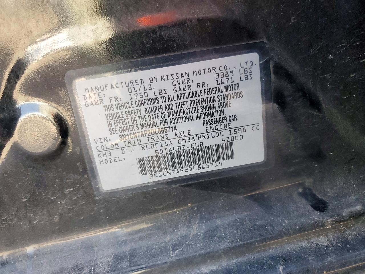 2013 NISSAN VERSA