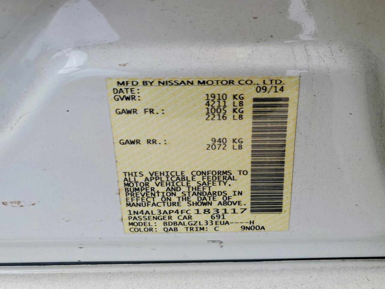 2015 NISSAN ALTIMA