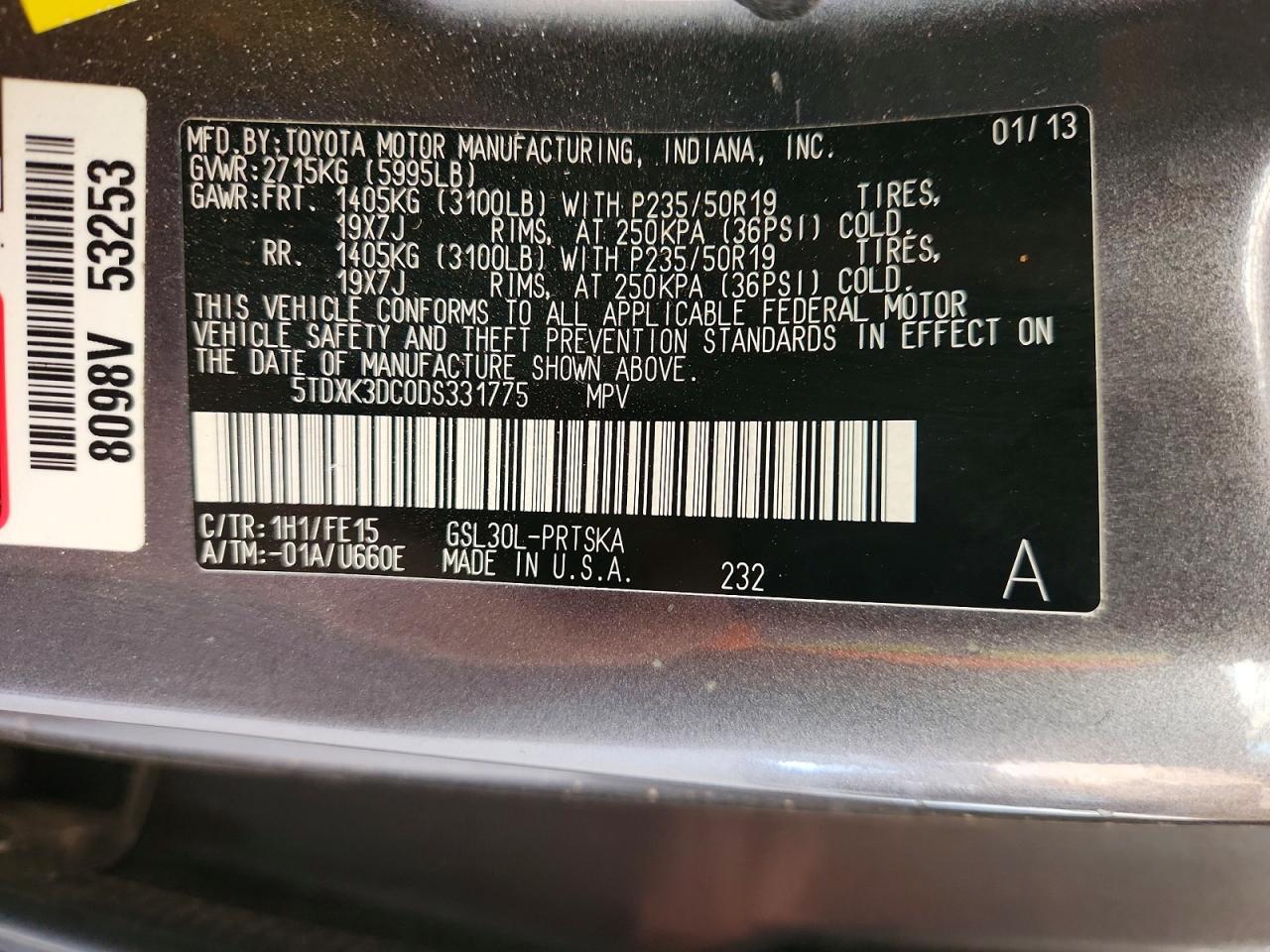 2013 TOYOTA SIENNA
