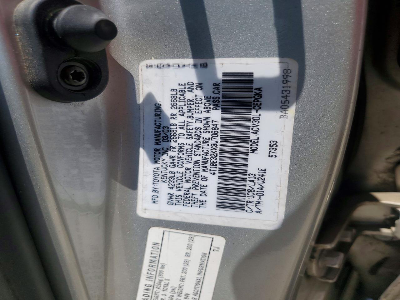 2003 TOYOTA CAMRY