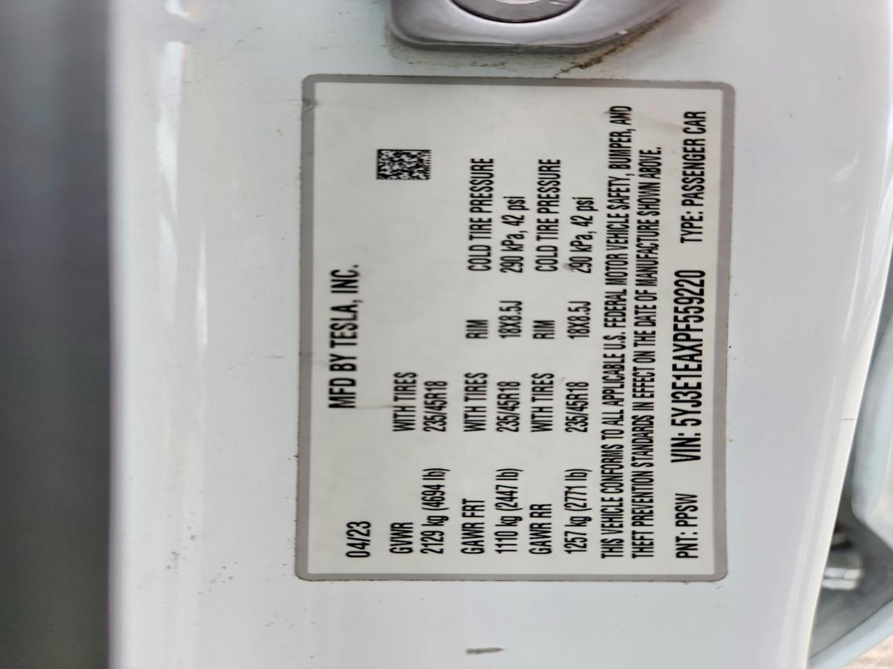 2023 TESLA MODEL 3