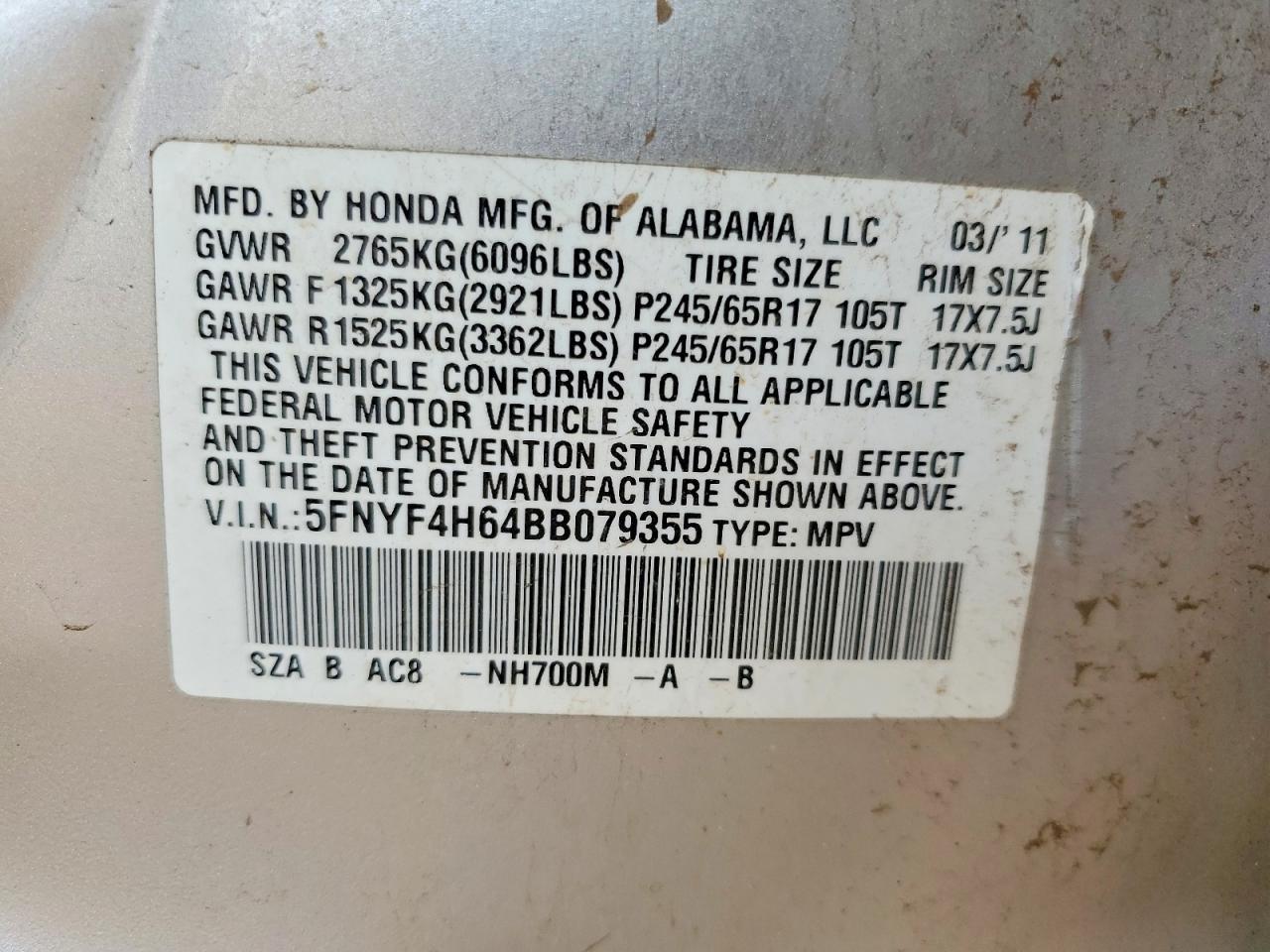 2011 HONDA PILOT