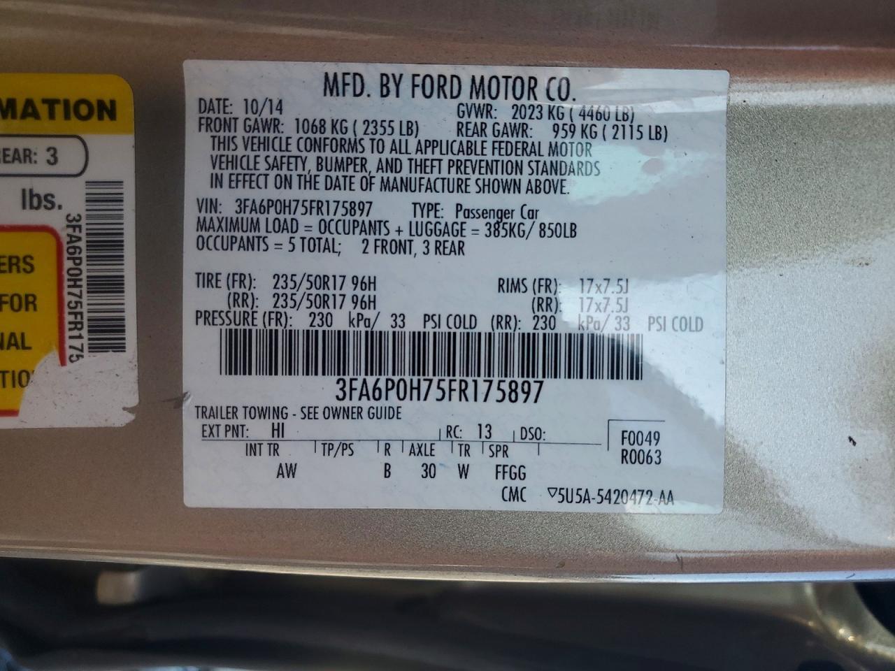 2015 FORD FUSION