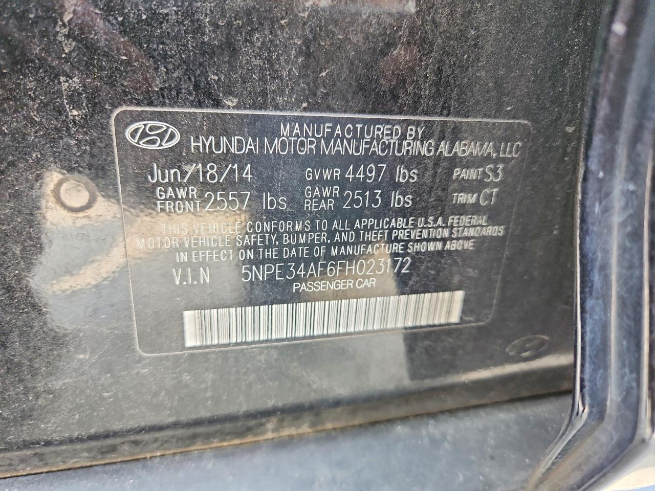 2015 HYUNDAI SONATA