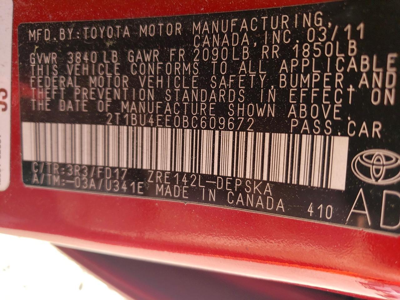 2011 TOYOTA COROLLA