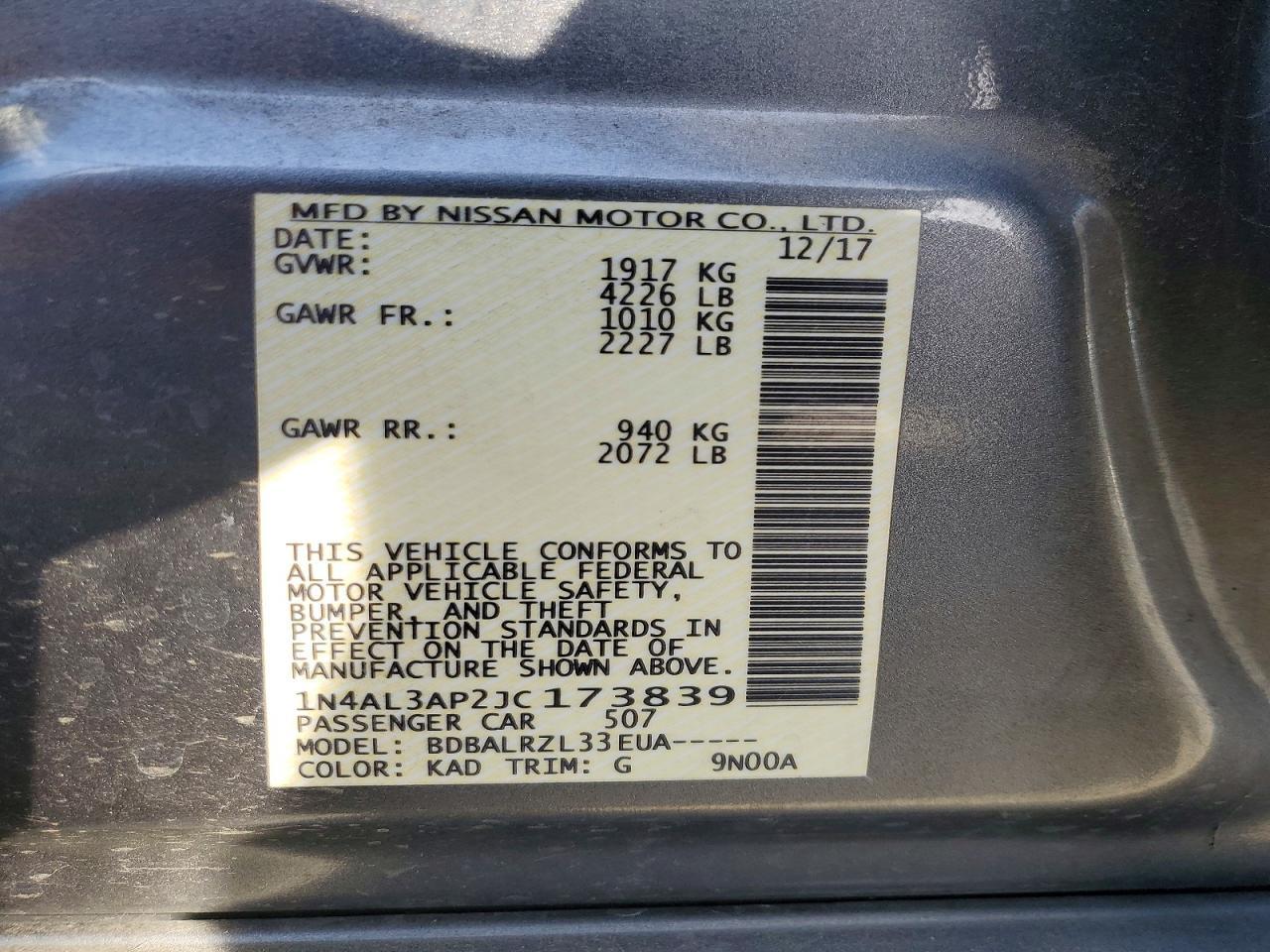 2018 NISSAN ALTIMA