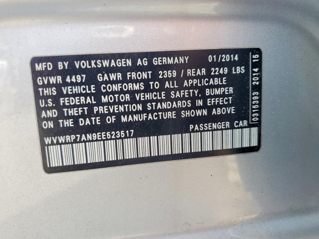 2014 VOLKSWAGEN CC