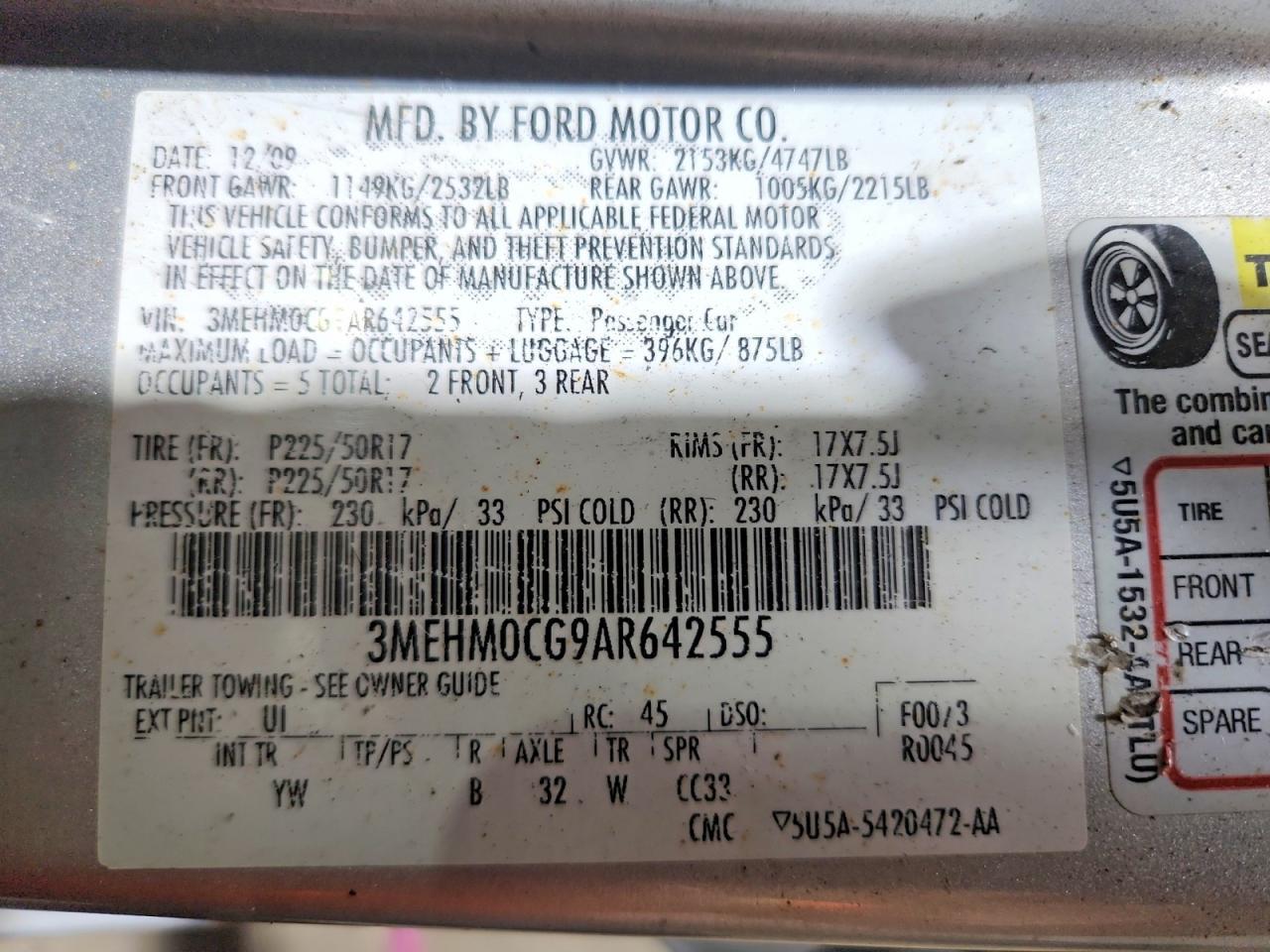 2010 MERCURY Milan