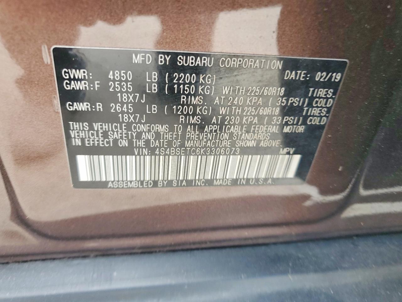 2019 SUBARU Outback