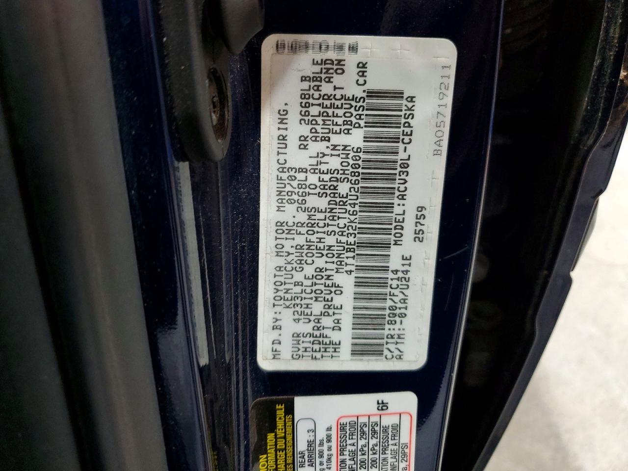2004 TOYOTA CAMRY