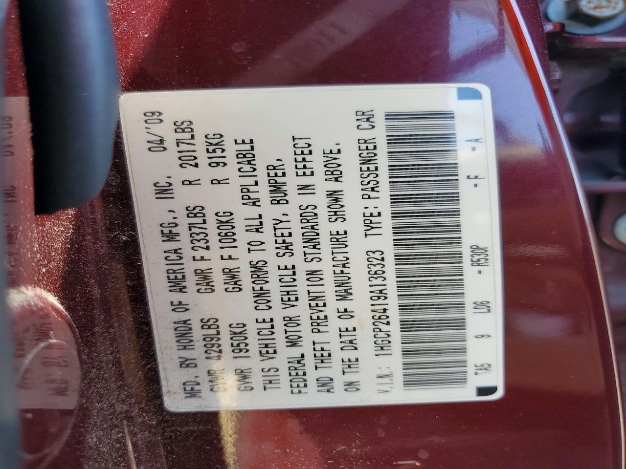 2009 HONDA ACCORD