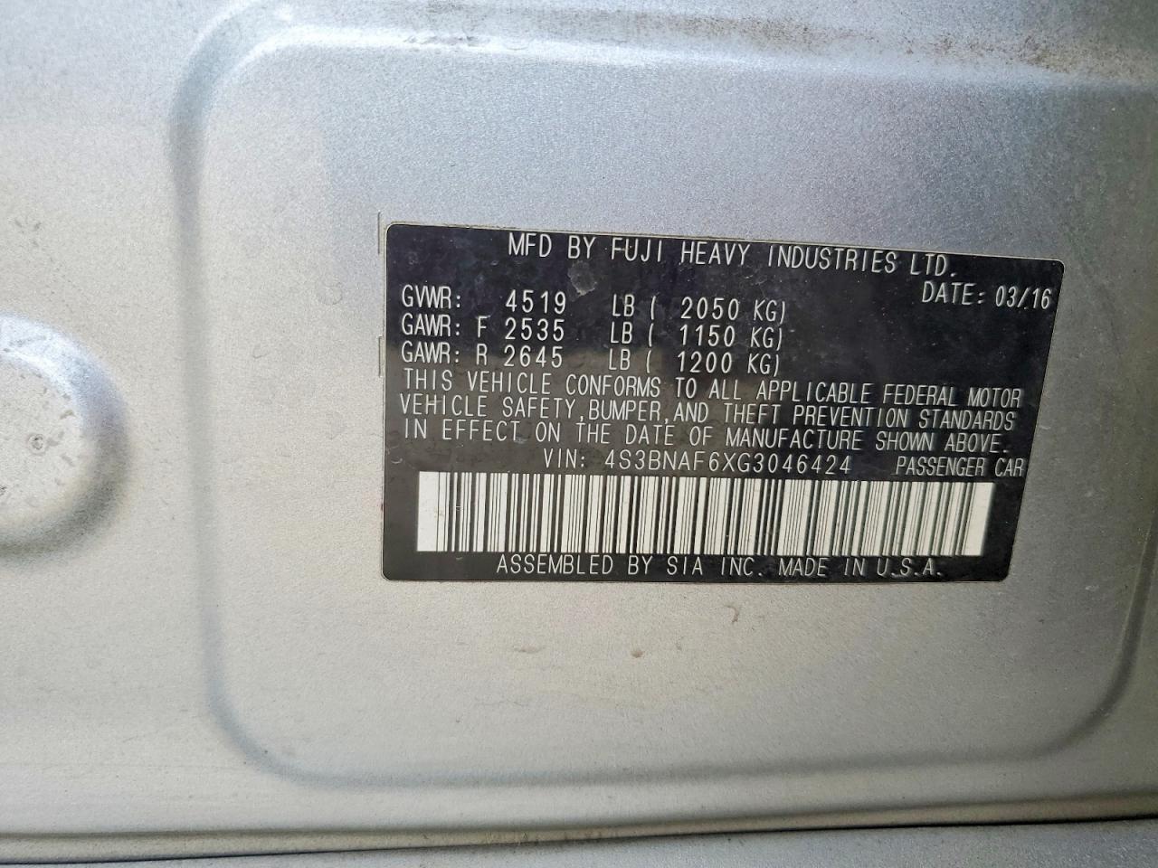 2016 SUBARU Legacy