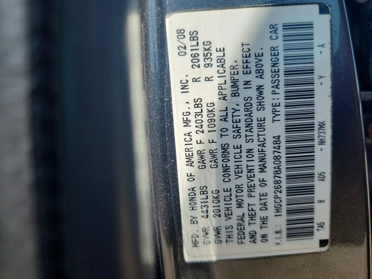 2008 HONDA ACCORD