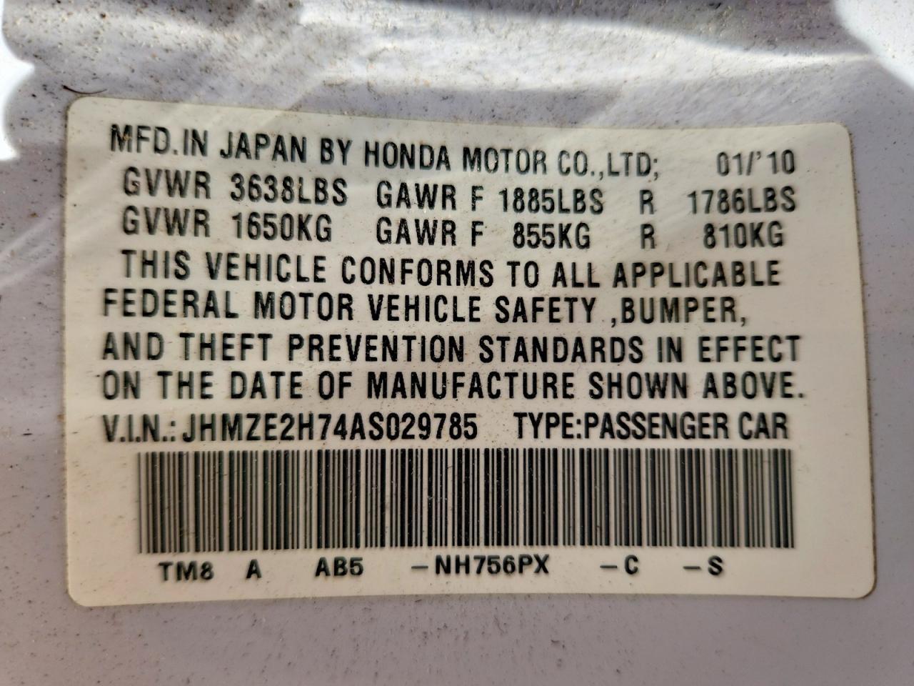 2010 HONDA Insight